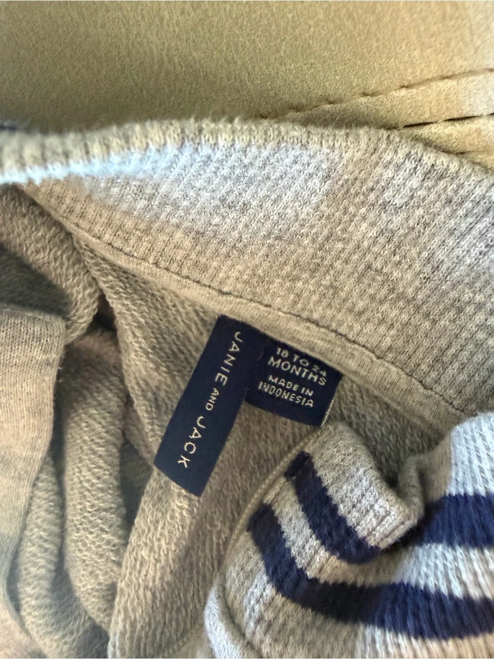 Janie and Jack Grey Jogger Set with Navy Trim